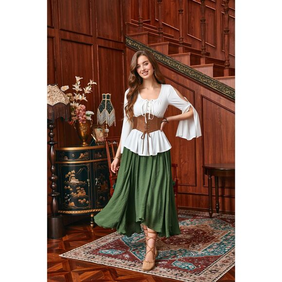 Renaissance Corset Belt For Women Brown Lace-up Vintage Waist Cincher😚 - Picture 4 of 6